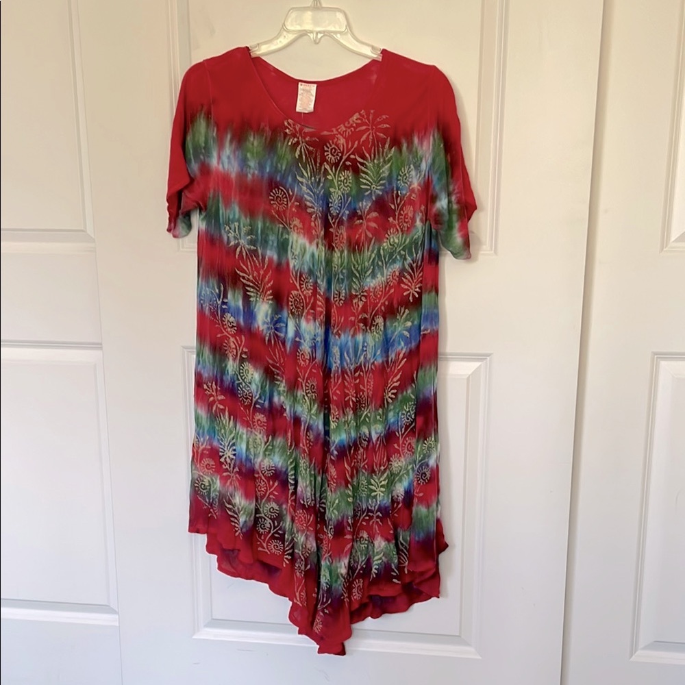 Anjli Red Tie Dye Dress/Cover Up M/L